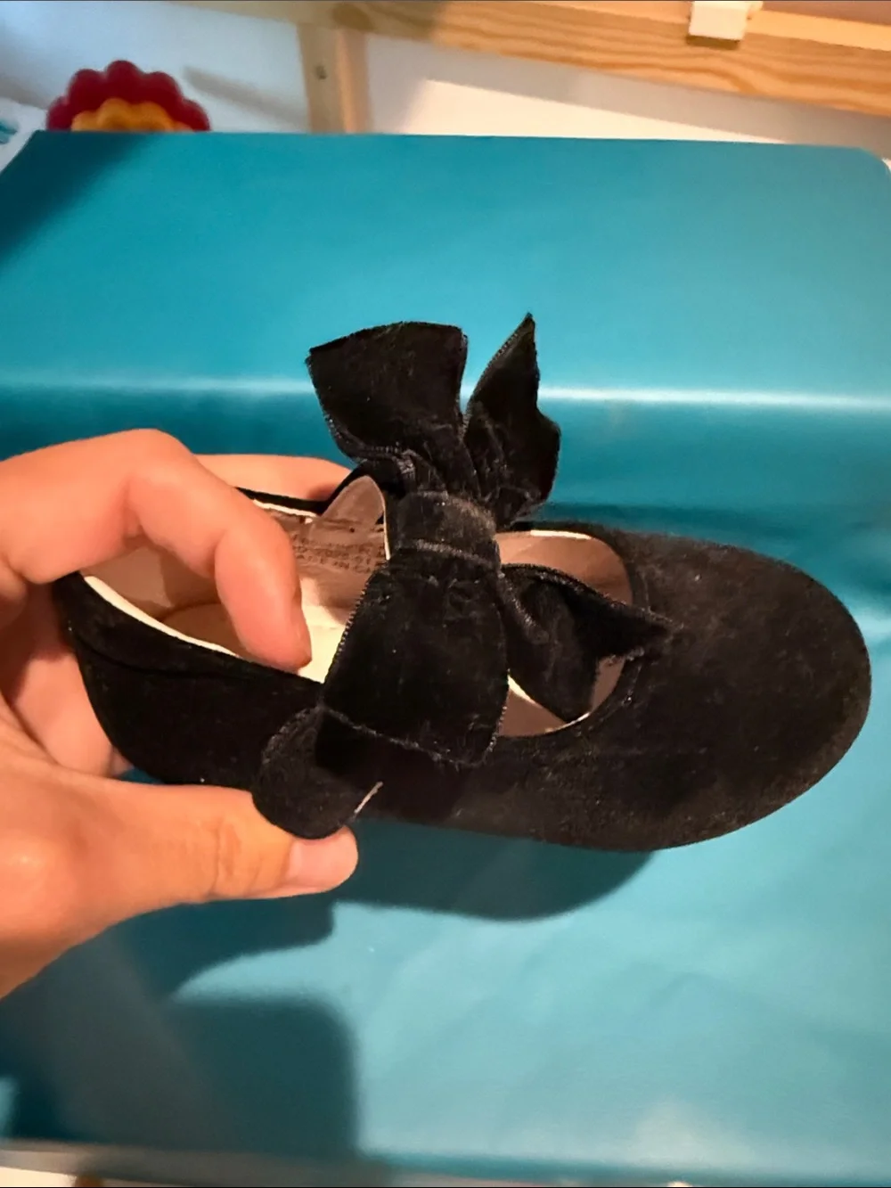 Black Velvet Bow Kids Shoes